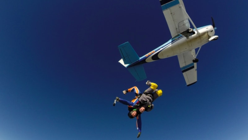 Tandem Skydive from 9,000ft just south of Auckland City with amazing views of the East and West Coasts, Hamilton City, the Coromandel, Hauraki Gulf, and the Waikato River.